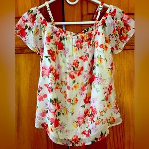 Abercrombie Kids flower design off the shoulder girls top